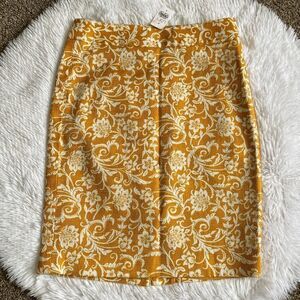 Loft Skirt New Womens Size 2 Yellow White Zipped Side Lined